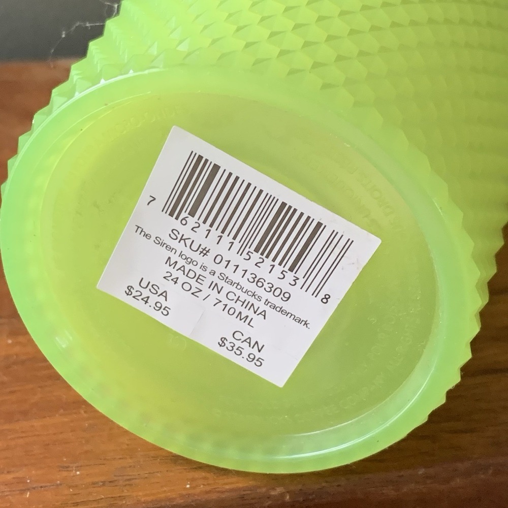 Starbucks 2022 Glow-in-the-Dark Lime Green Studded Tumbler 24 Oz - Picture 4 of 4